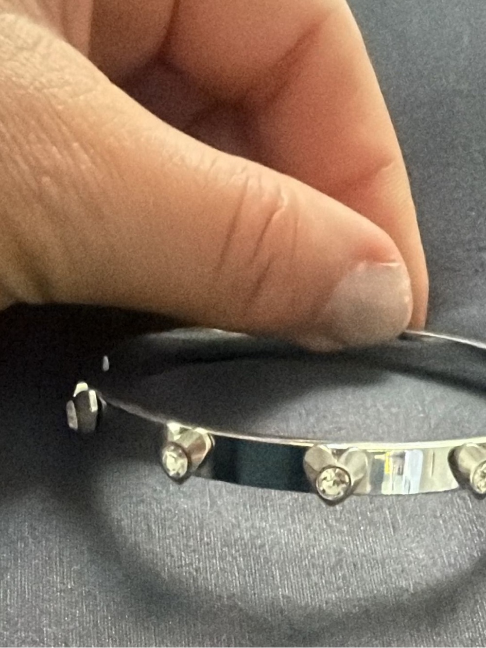 Silver Tone Crystal Stud Bangle Bracelet